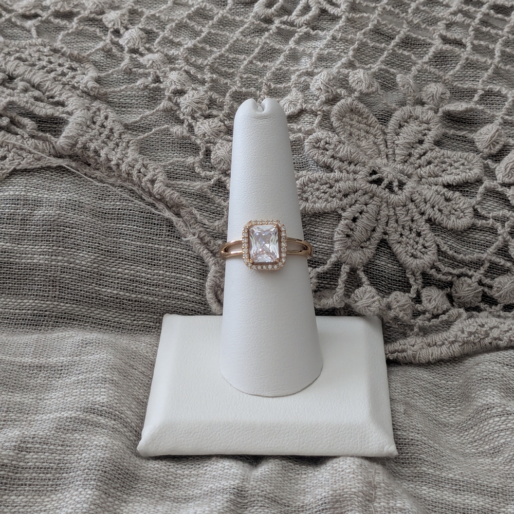 Elegant Gold Plated Ring with White Cubic Zirconia Stone